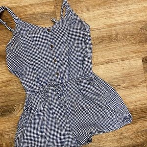 Old Navy blue gingham print romper